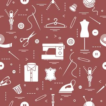 Pattern with tools and accessories for sewing. 스톡 일러스트