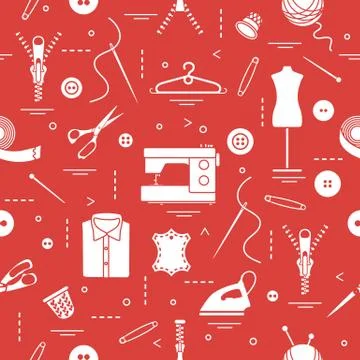 Pattern with tools and accessories for sewing. イラスト素材
