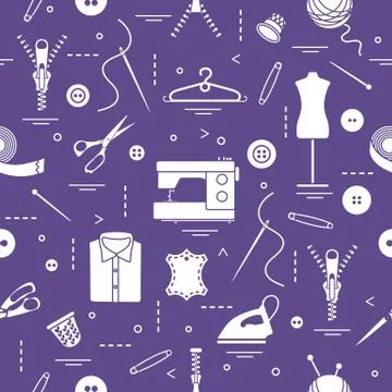 Pattern with tools and accessories for sewing. イラスト素材