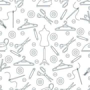 Pattern with tools and accessories for sewing. イラスト素材
