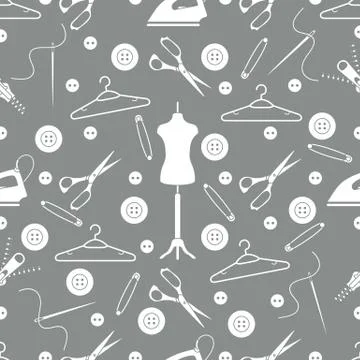Pattern with tools and accessories for sewing. 스톡 일러스트