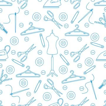 Pattern with tools and accessories for sewing. 스톡 일러스트