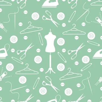 Pattern with tools and accessories for sewing. イラスト素材