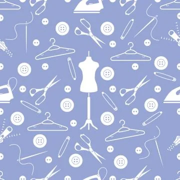 Pattern with tools and accessories for sewing. 스톡 일러스트