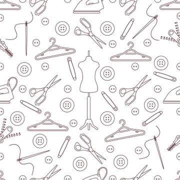 Pattern with tools and accessories for sewing. 스톡 일러스트