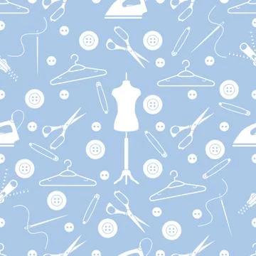 Pattern with tools and accessories for sewing. 스톡 일러스트