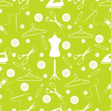 Pattern with tools and accessories for sewing. Illustrazione stock