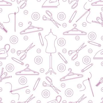 Pattern with tools and accessories for sewing. Stock Illustration