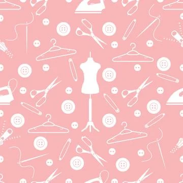 Pattern with tools and accessories for sewing. 스톡 일러스트