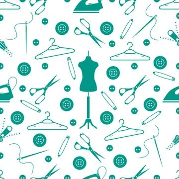 Pattern with tools and accessories for sewing. 스톡 일러스트
