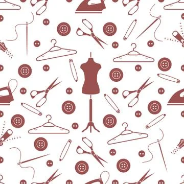 Pattern with tools and accessories for sewing. 스톡 일러스트