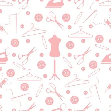 Pattern with tools and accessories for sewing. 스톡 일러스트