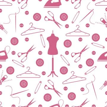 Pattern with tools and accessories for sewing. 스톡 일러스트
