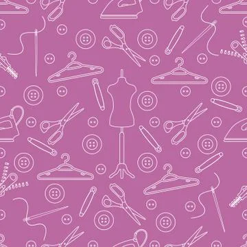 Pattern with tools and accessories for sewing. 스톡 일러스트