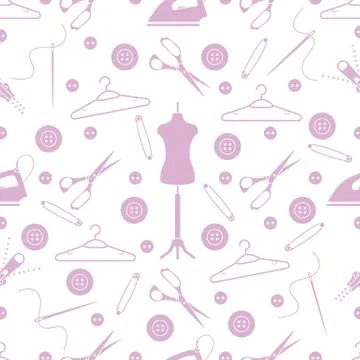 Pattern with tools and accessories for sewing. 스톡 일러스트