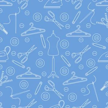 Pattern with tools and accessories for sewing. イラスト素材