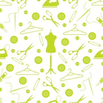 Pattern with tools and accessories for sewing. 스톡 일러스트
