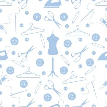Pattern with tools and accessories for sewing. Illustrazione stock