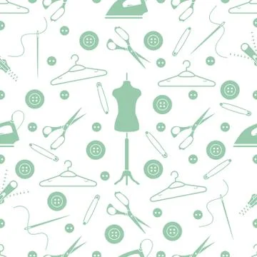Pattern with tools and accessories for sewing. イラスト素材