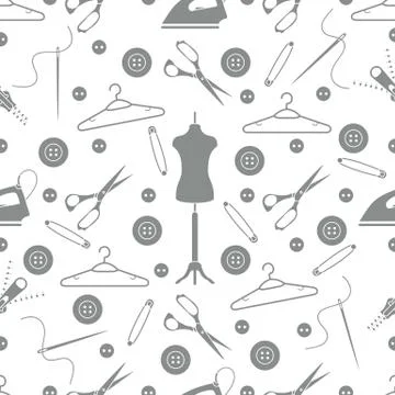 Pattern with tools and accessories for sewing. 스톡 일러스트