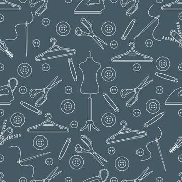 Pattern with tools and accessories for sewing. Stockillustratie