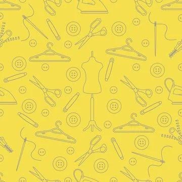 Pattern with tools and accessories for sewing. Illustrazione stock