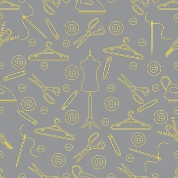 Pattern with tools and accessories for sewing. Illustrazione stock