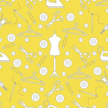 Pattern with tools and accessories for sewing. 스톡 일러스트