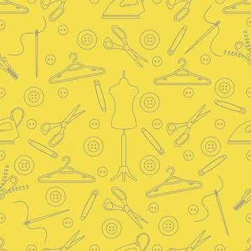 Pattern with tools and accessories for sewing. 스톡 일러스트