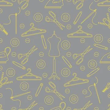 Pattern with tools and accessories for sewing. 스톡 일러스트