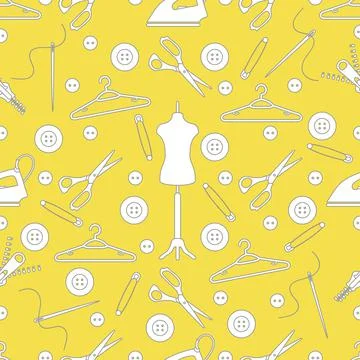 Pattern with tools and accessories for sewing. Illustrazione stock