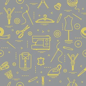 Pattern with tools and accessories for sewing. イラスト素材