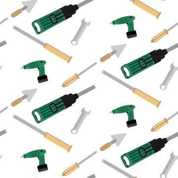 Pattern with tools for construction Stock Illustration