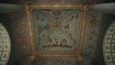Pattern on the top of the Patuxai - Arch Of Triumph Of Vientiane,Laos Stock Footage 134196873