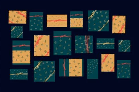 The pattern is the top view of the gift box. Gifts with ribbons for Christmas Stock Illustration