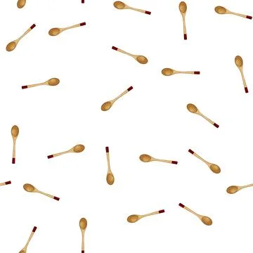 Pattern top wooden spoon cartoon vector Illustration