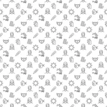 Pattern on the topic of prevention of coronavirus infection Stock Illustration