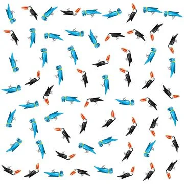 Pattern of toucans and parrots animals Stock Illustration