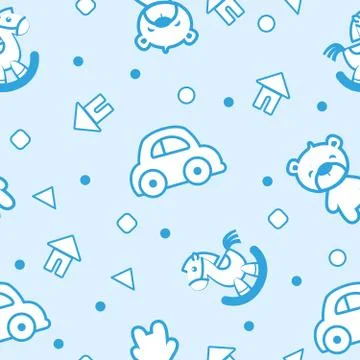 Pattern Toys blue Stock Illustration