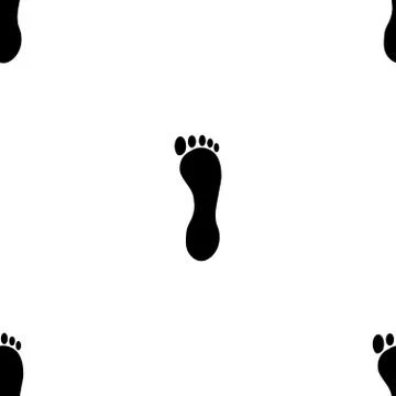 Pattern traces of human feet black and white Stock Illustration