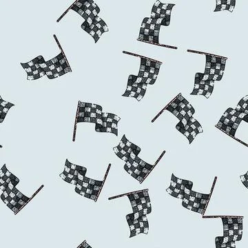 Pattern track flag race sketch hand drawn Illustrazione stock