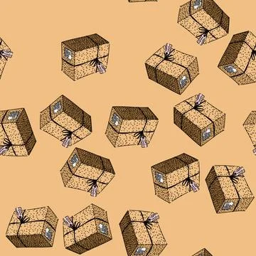 Pattern tracking parcel sketch hand drawn Stock Illustration