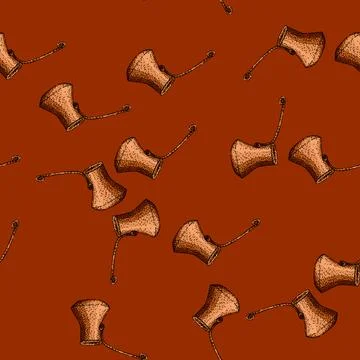 Pattern tradition cezve turkish coffee sketch hand drawn black Stock Illustration