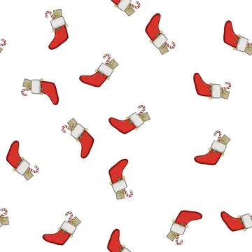 Pattern tradition christmas sock cartoon vector 스톡 일러스트