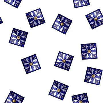 Pattern traditional azulejos ornament tile cartoon vector Stock Illustration