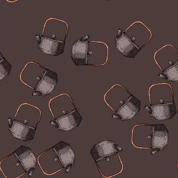 Pattern Traditional cast iron teapot for brewing hot tea Stock Illustration