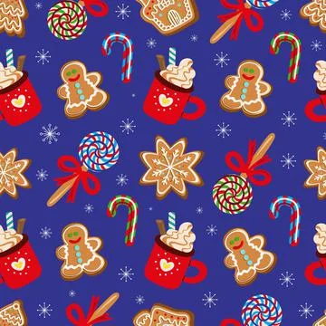 Pattern of traditional Christmas desserts. vector illustration Stock Illustration