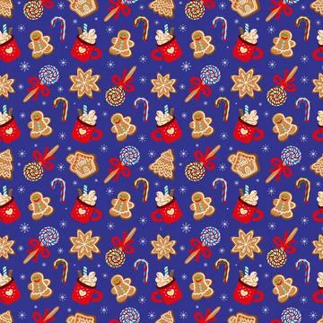 Pattern of traditional Christmas desserts. vector illustration 스톡 일러스트