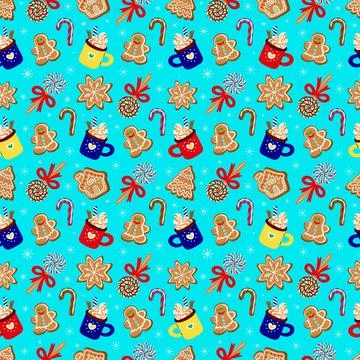 Pattern of traditional Christmas sweets. vector illustration Stock Illustration