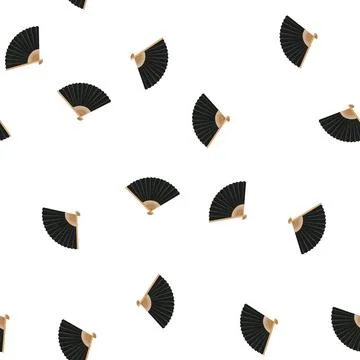 Pattern traditional hand fan folding cartoon vector Stock Illustration